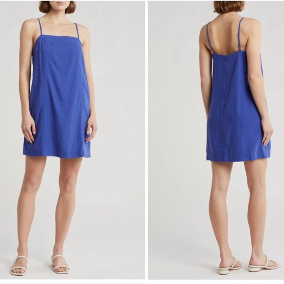 Madewell Dresses & Skirts - NWOT Madewell - Goldie Mini Dress in Bluestone 100% Linen Women’s Size 00
